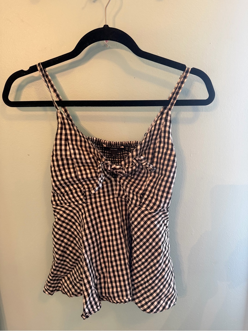 Black & White Gingham Tie-Front Tank